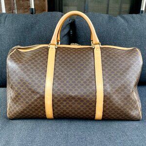 Vintage Celine Macadam PVC Canvas w/ Leather Trim Weekender Duffle 50 ( COA )